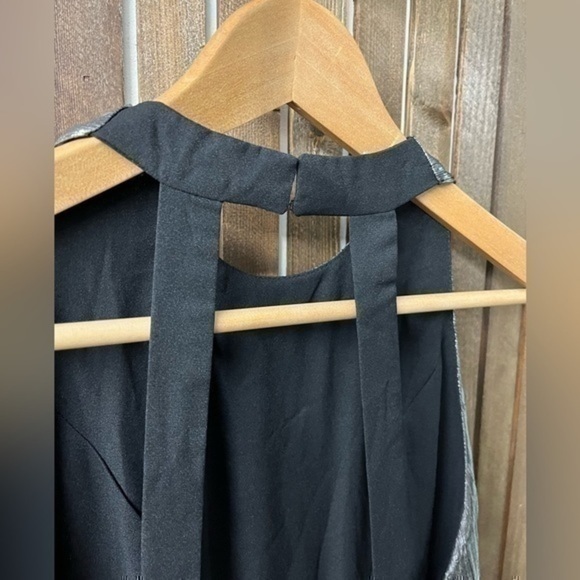 3/$30 _ GENTLE FAWN | LORETTA silver metallic pleated mini dress open back Small - Picture 8 of 8